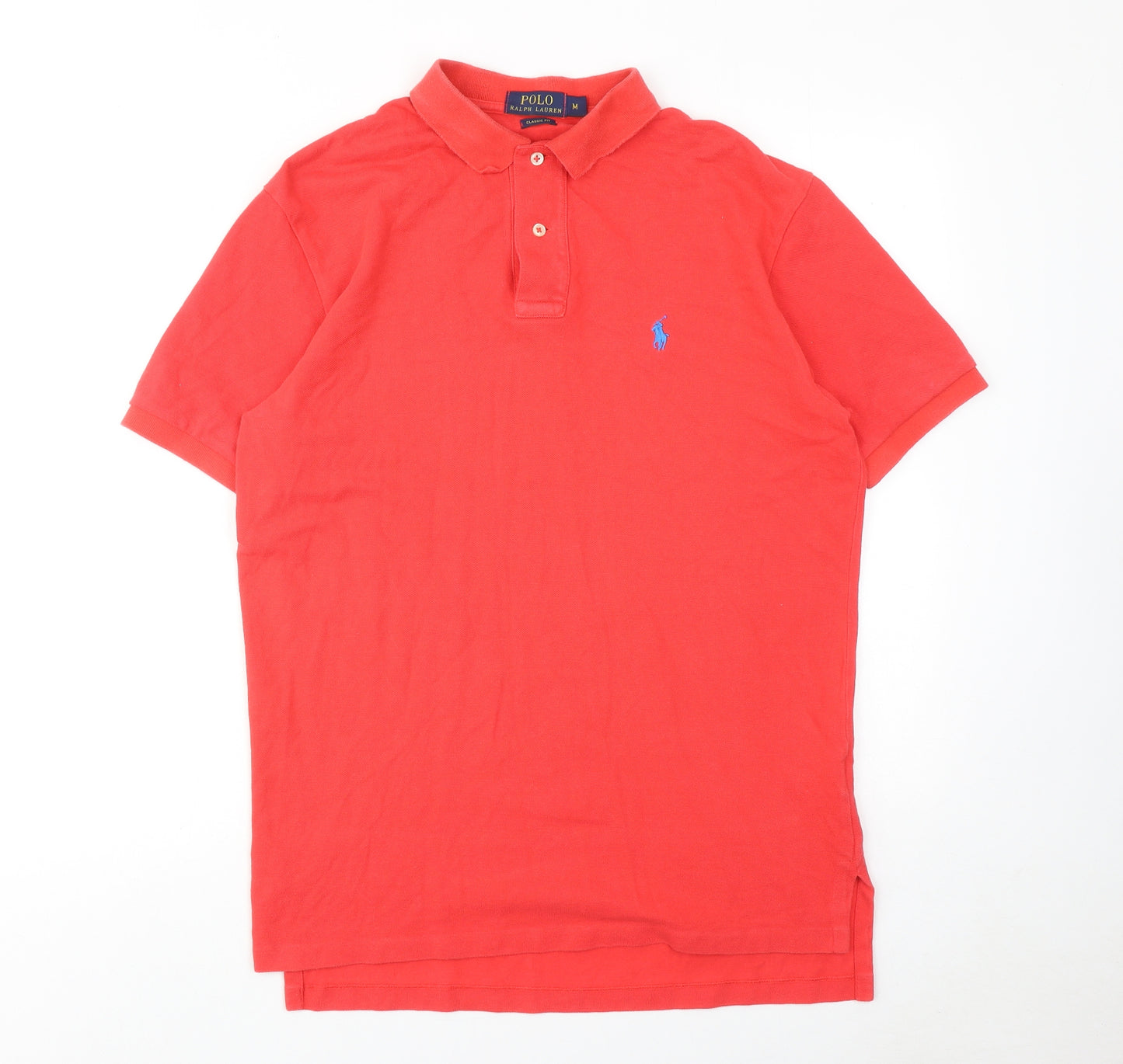 Polo Ralph Lauren Mens Red Cotton Polo Size M Collared Button