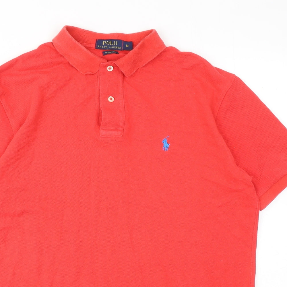 Polo Ralph Lauren Mens Red Cotton Polo Size M Collared Button
