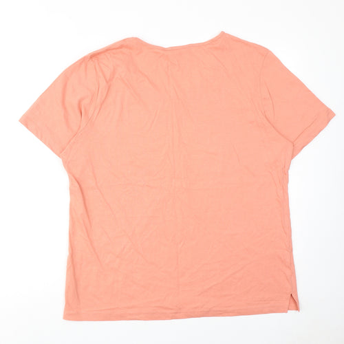 Anne De Lancay Womens Pink Cotton Basic T-Shirt Size 22 Round Neck