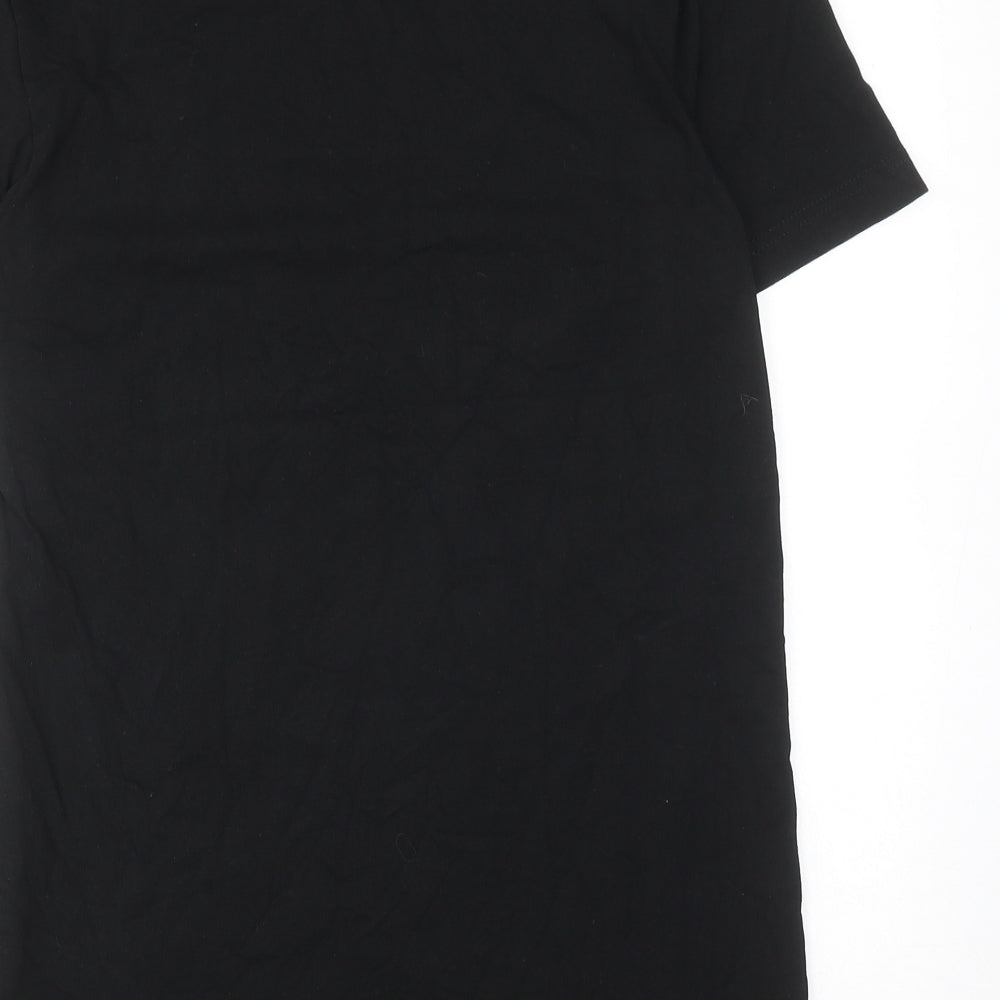 Intense Mens Black Cotton T-Shirt Size M Round Neck