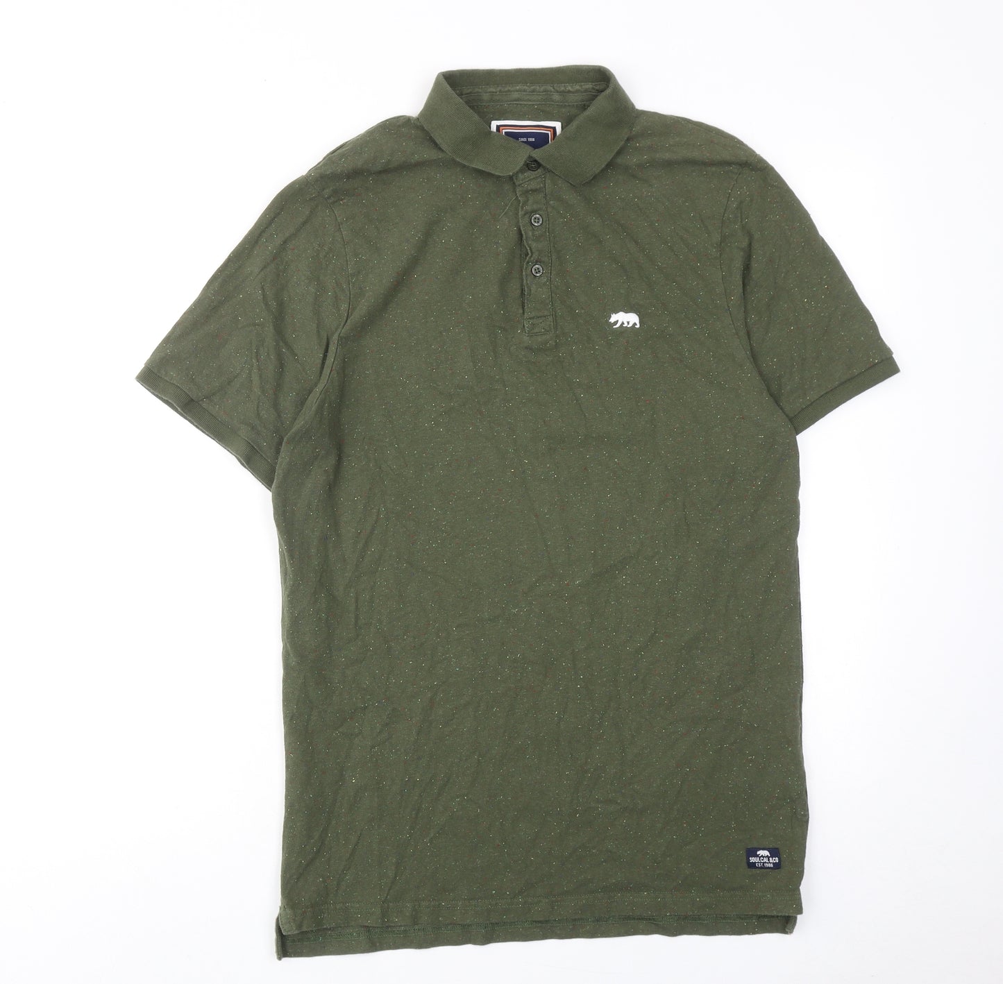 SoulCal&Co Mens Green Cotton Polo Size L Collared Button