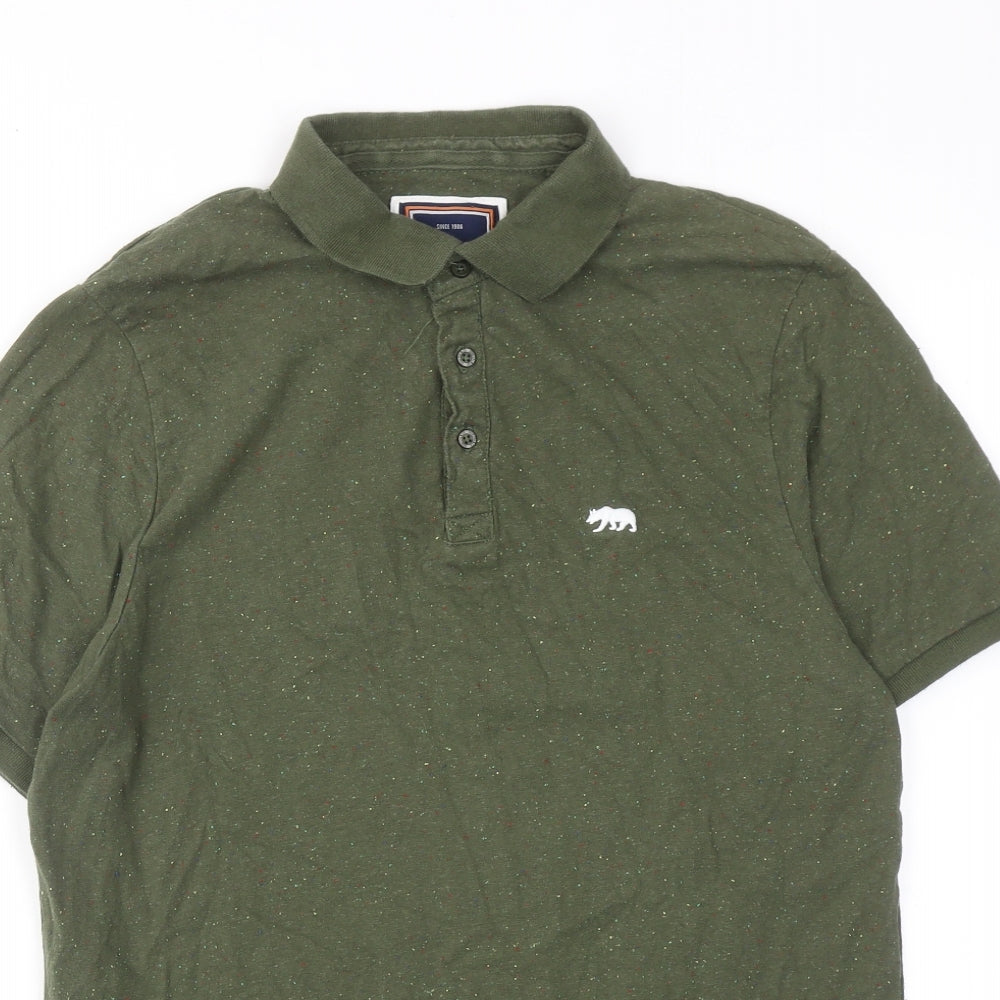SoulCal&Co Mens Green Cotton Polo Size L Collared Button