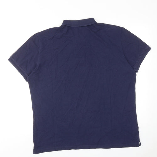 Mango Mens Blue Cotton Polo Size XL Collared Button