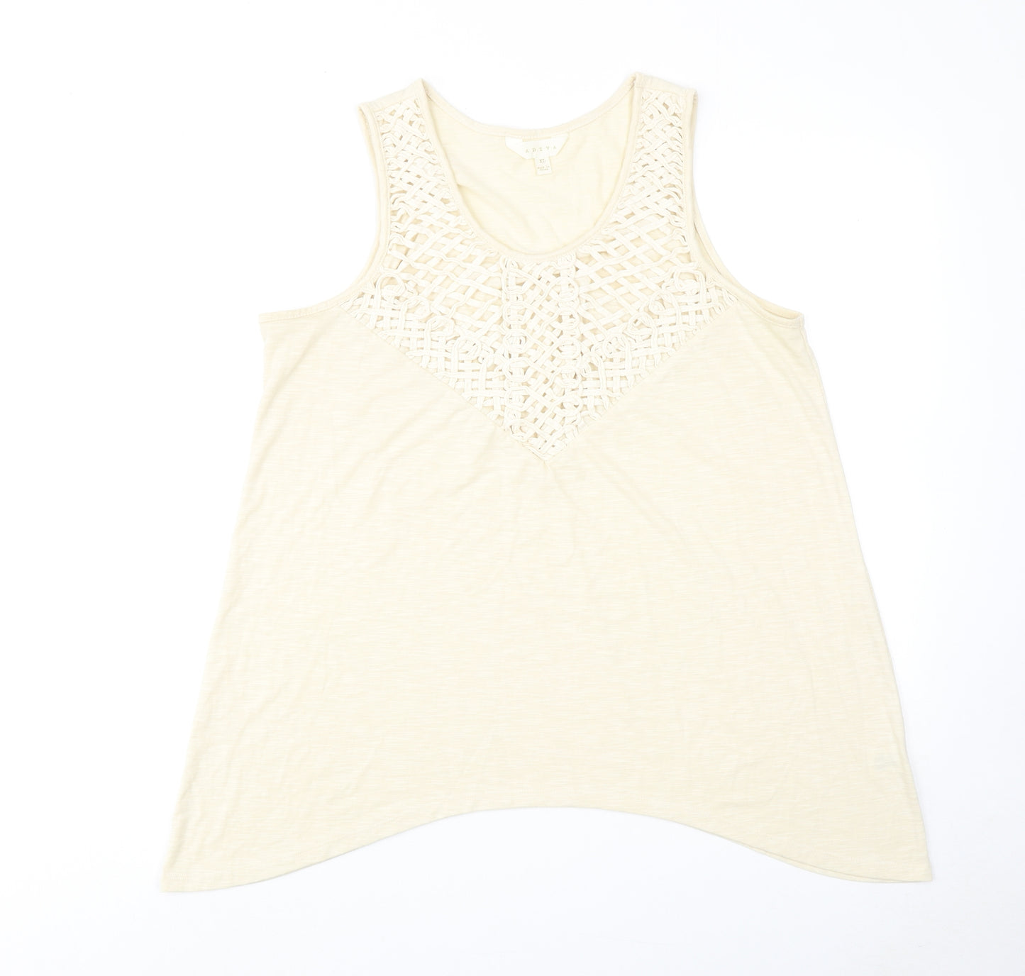 ADIVA Womens Beige Polyester Basic Tank Size XL Round Neck