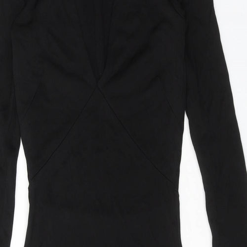 H&M Womens Black Viscose Bodycon Size S V-Neck Pullover