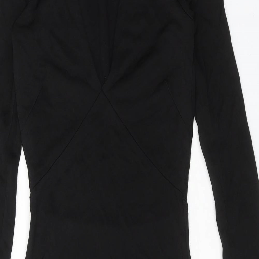 H&M Womens Black Viscose Bodycon Size S V-Neck Pullover