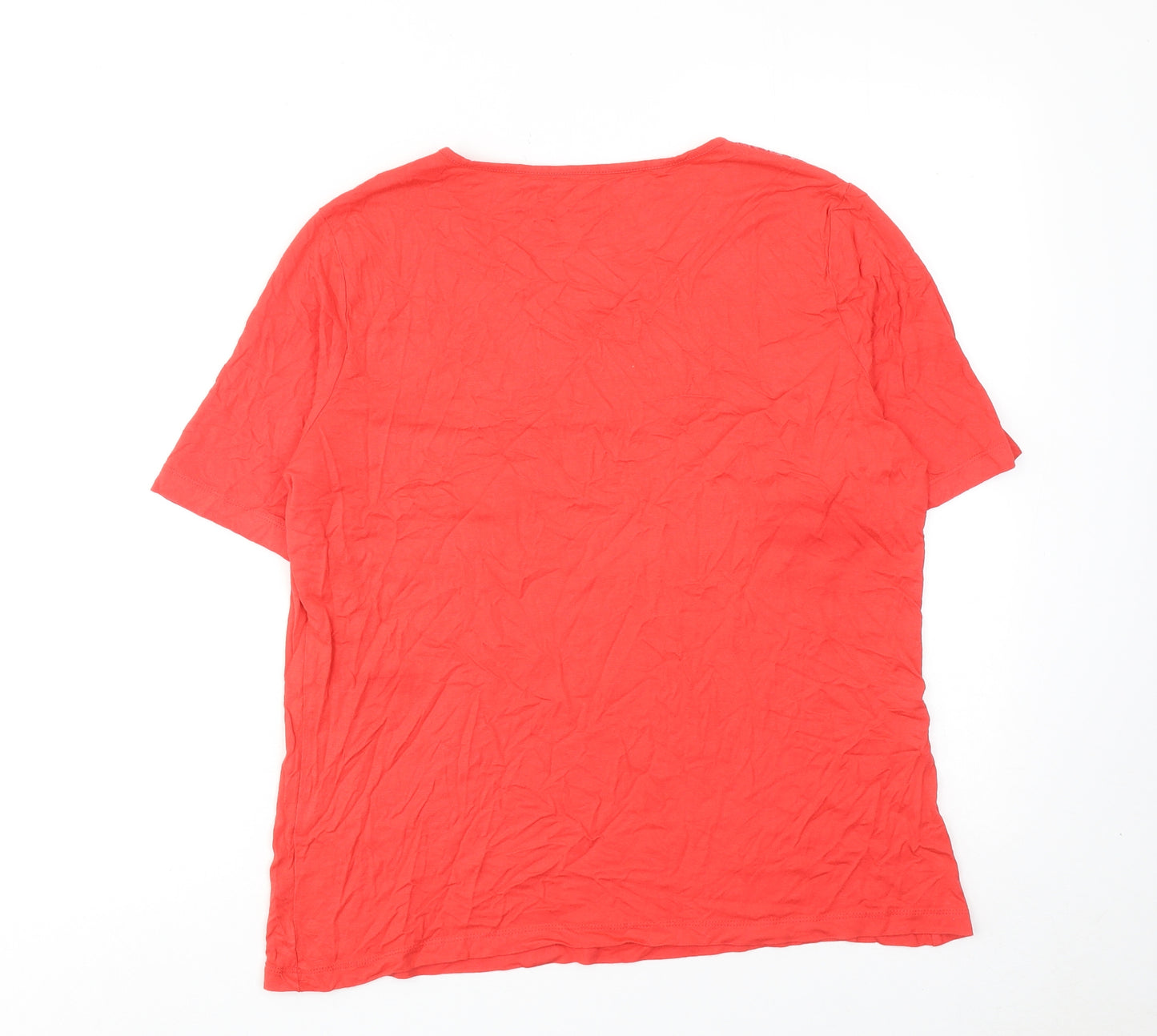 Canda Womens Pink Viscose Basic T-Shirt Size M Round Neck