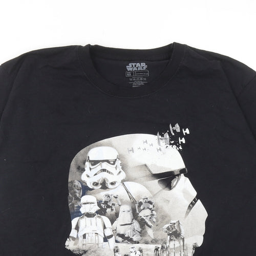 Star Wars Mens Black Cotton T-Shirt Size M Round Neck - Stormtrooper