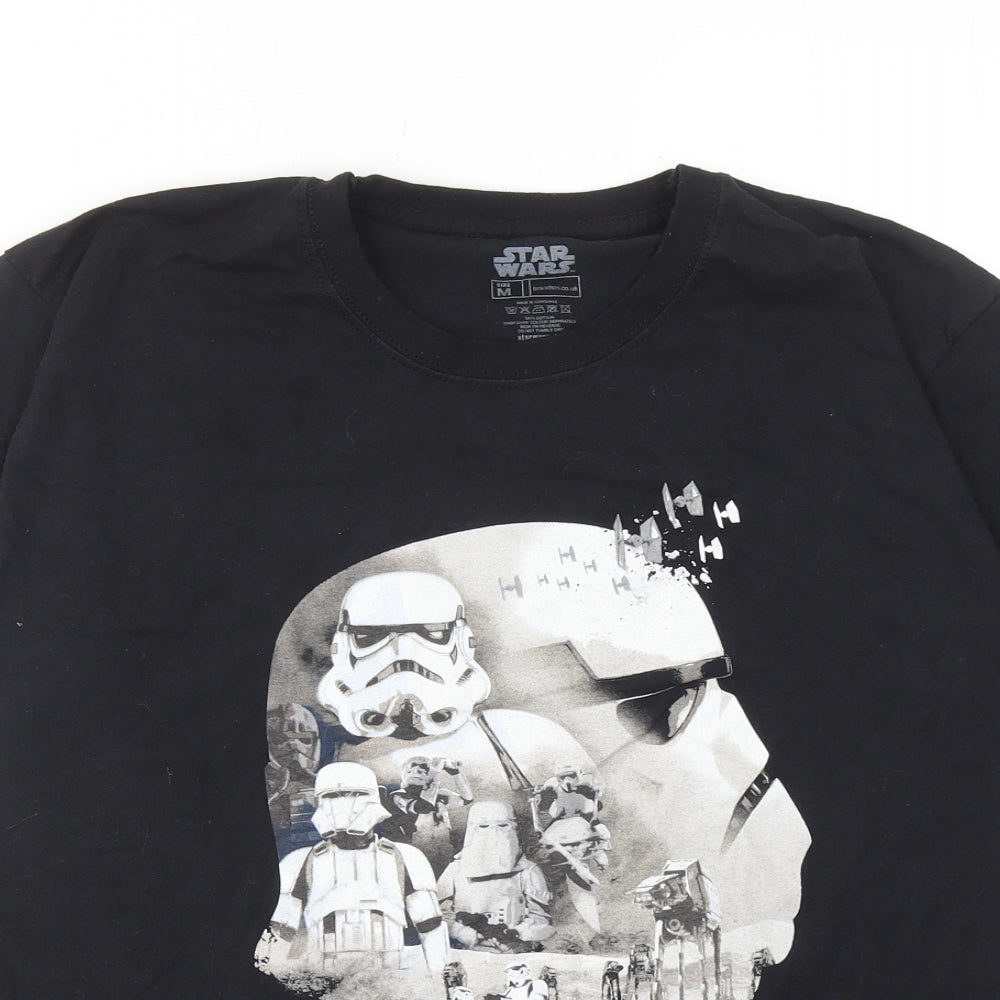 Star Wars Mens Black Cotton T-Shirt Size M Round Neck - Stormtrooper