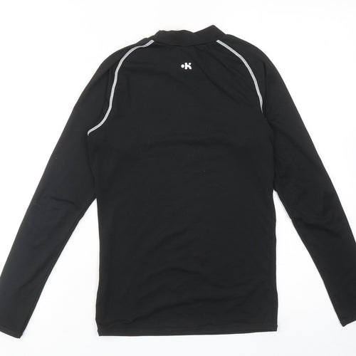 OXYLANE Boys Black Polyester Basic T-Shirt Size 14 Years Mock Neck Pullover