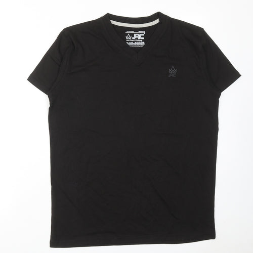 JRC Mens Black Cotton T-Shirt Size M V-Neck