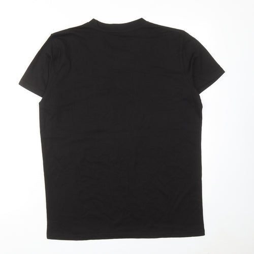 JRC Mens Black Cotton T-Shirt Size M V-Neck