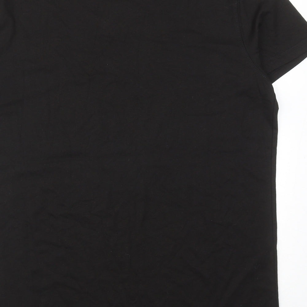 JRC Mens Black Cotton T-Shirt Size M V-Neck