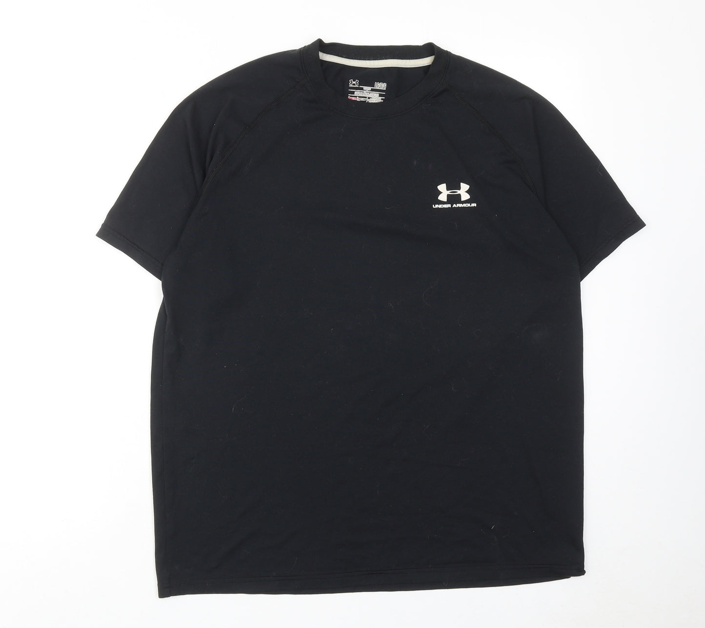 Under armour Mens Black Polyester T-Shirt Size L Round Neck
