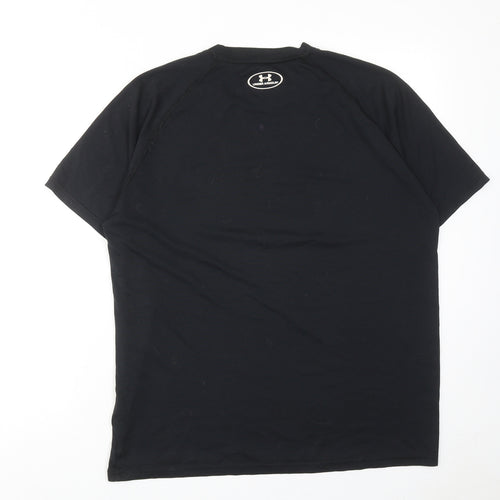 Under armour Mens Black Polyester T-Shirt Size L Round Neck