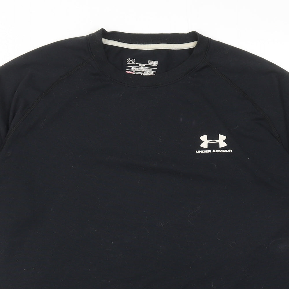 Under armour Mens Black Polyester T-Shirt Size L Round Neck