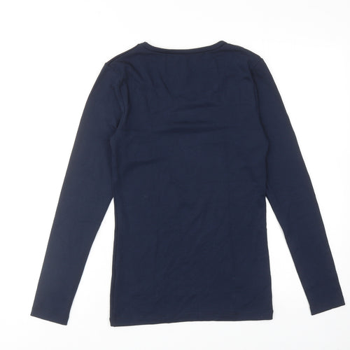 Marks and Spencer Womens Blue Acrylic Basic T-Shirt Size 10 Round Neck