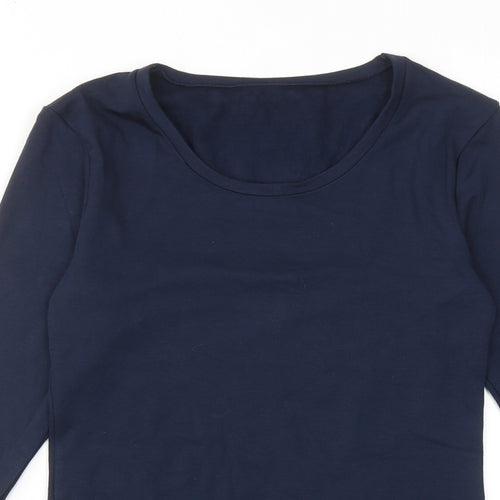 Marks and Spencer Womens Blue Acrylic Basic T-Shirt Size 10 Round Neck