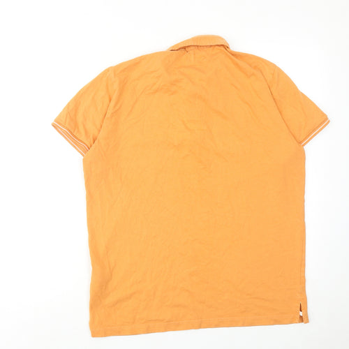 SERGE BLANCO Mens Orange Cotton Polo Size L Collared Button