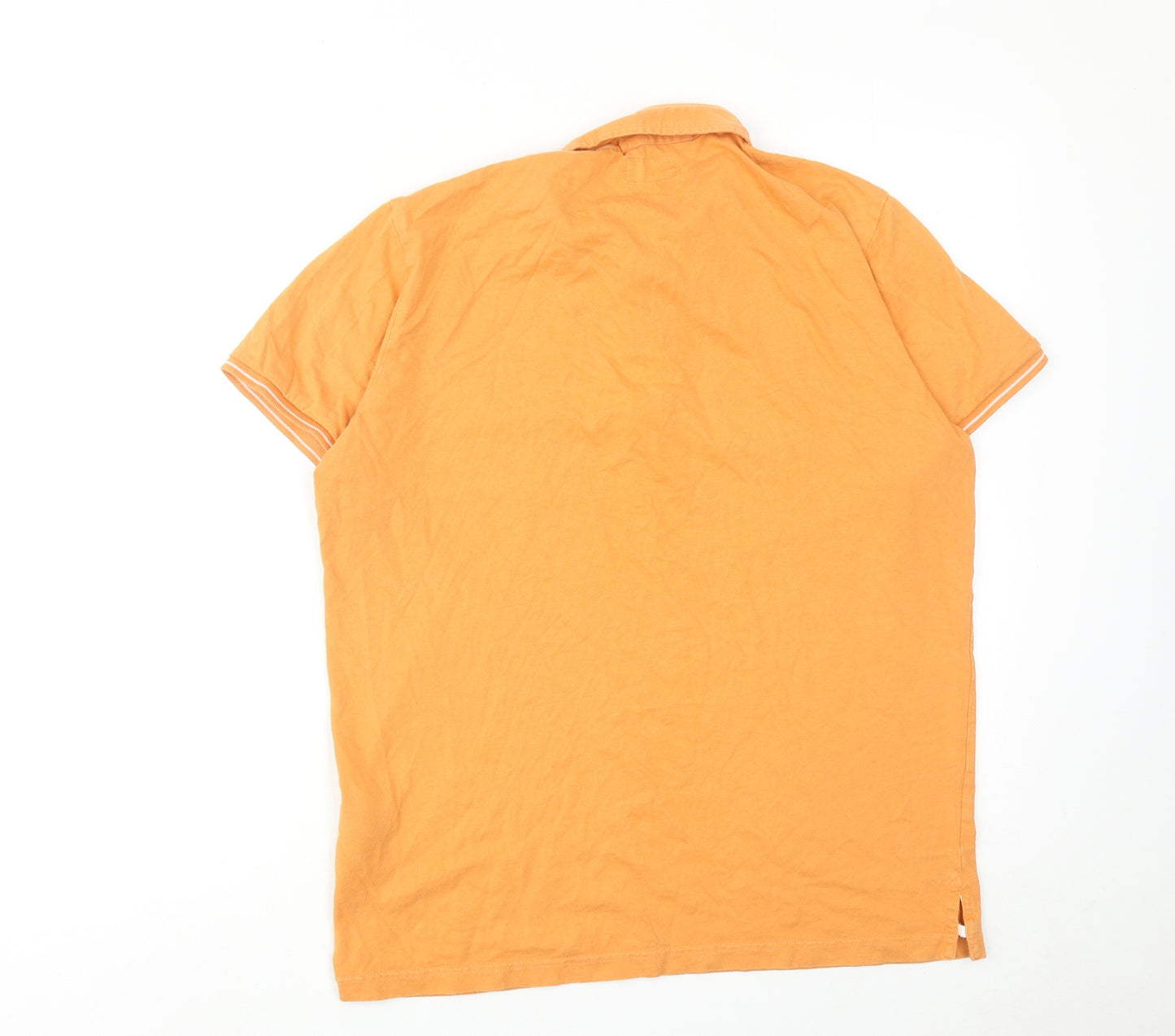 SERGE BLANCO Mens Orange Cotton Polo Size L Collared Button