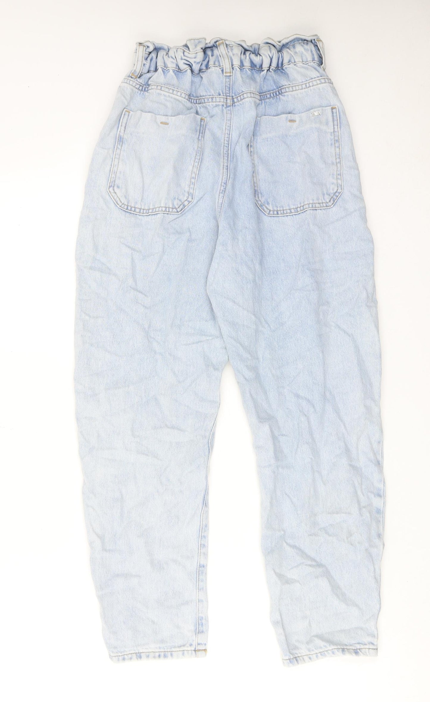 Zara Womens Blue Cotton Mom Jeans Size 8 Regular Zip