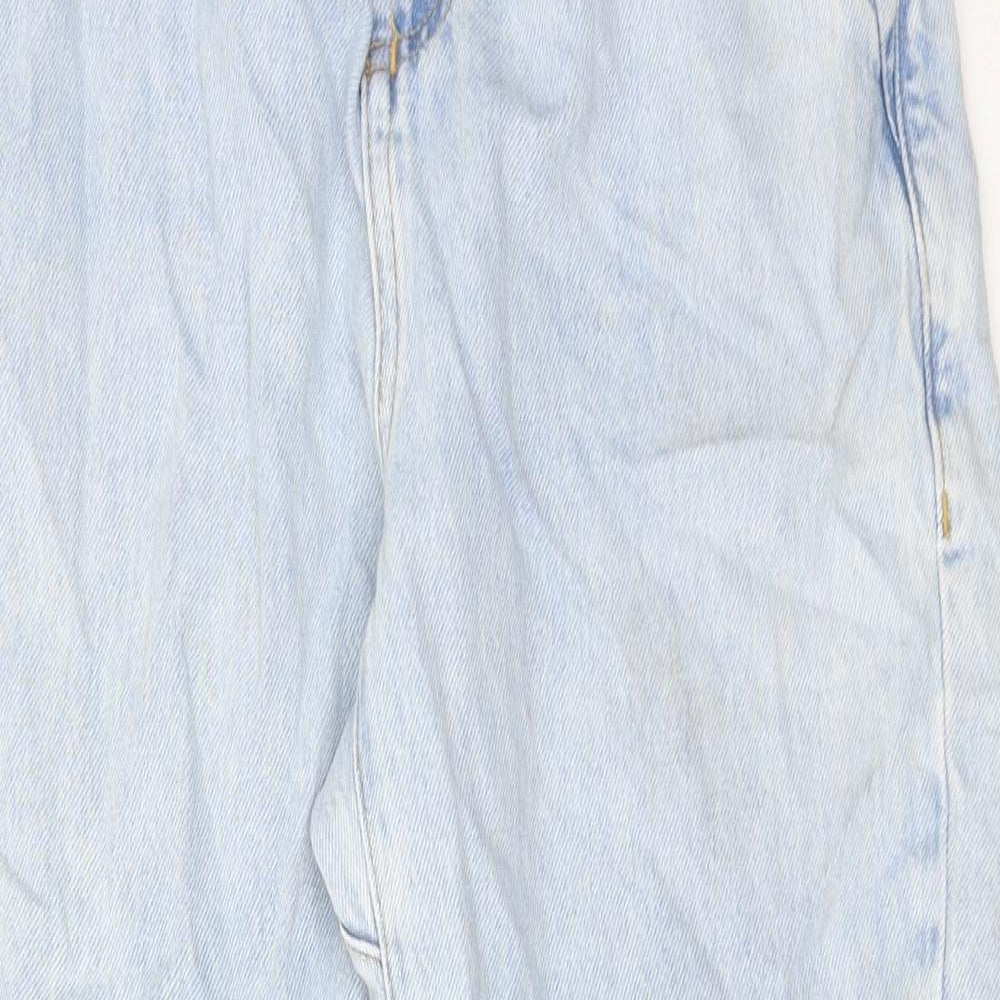 Zara Womens Blue Cotton Mom Jeans Size 8 Regular Zip