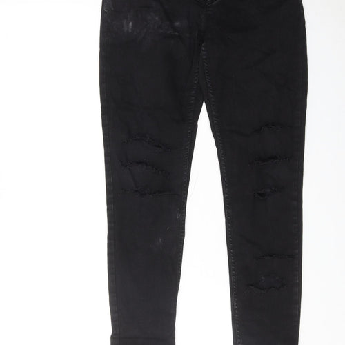 RESERVED Womens Black Cotton Skinny Jeans Size 12 Regular Lace Up - Lace Up Front