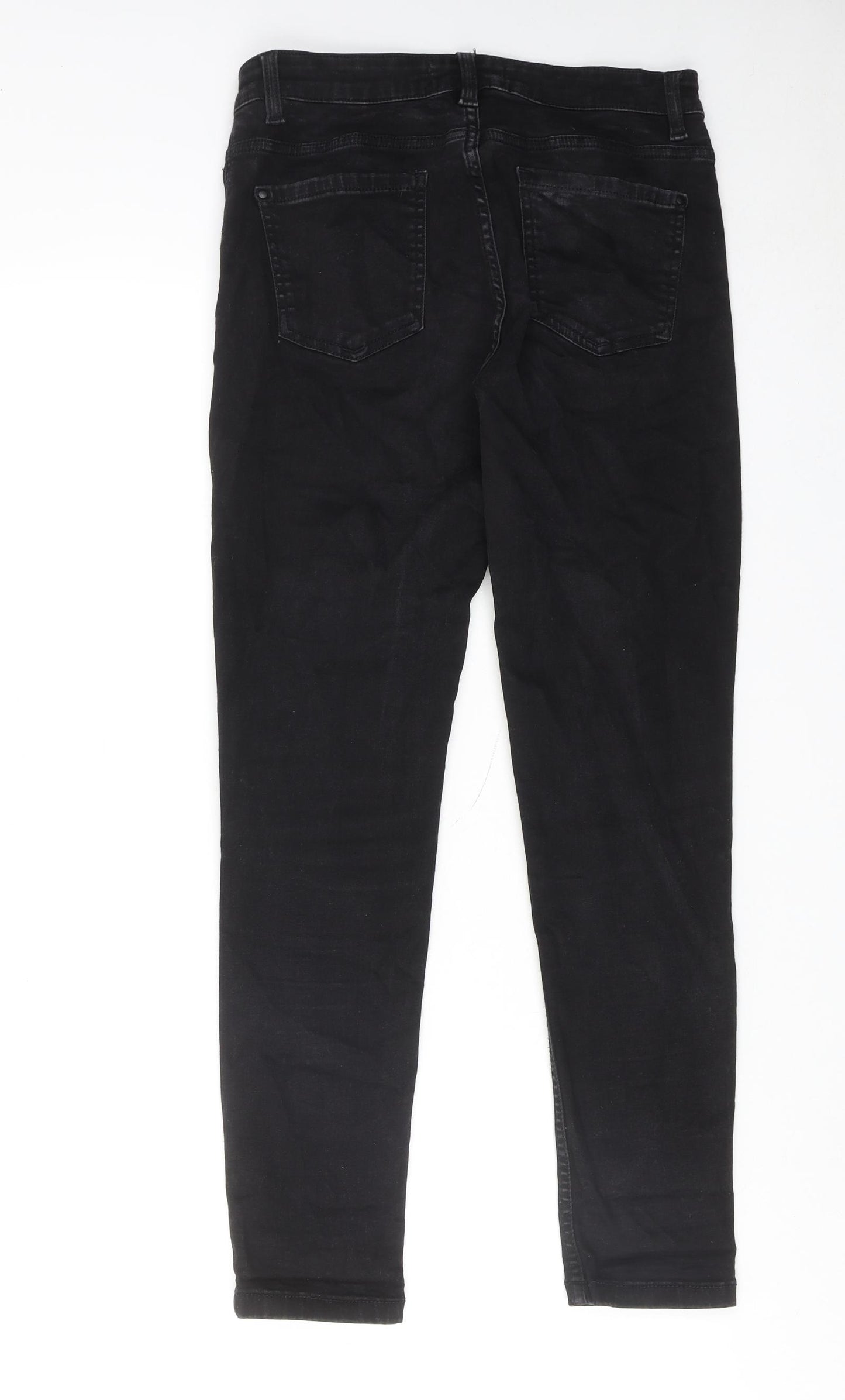 RESERVED Womens Black Cotton Skinny Jeans Size 12 Regular Lace Up - Lace Up Front