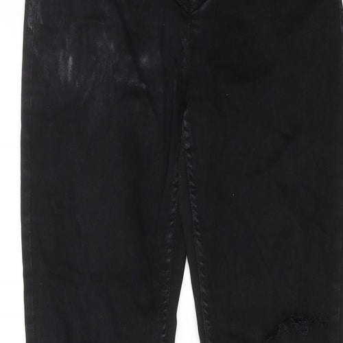 RESERVED Womens Black Cotton Skinny Jeans Size 12 Regular Lace Up - Lace Up Front