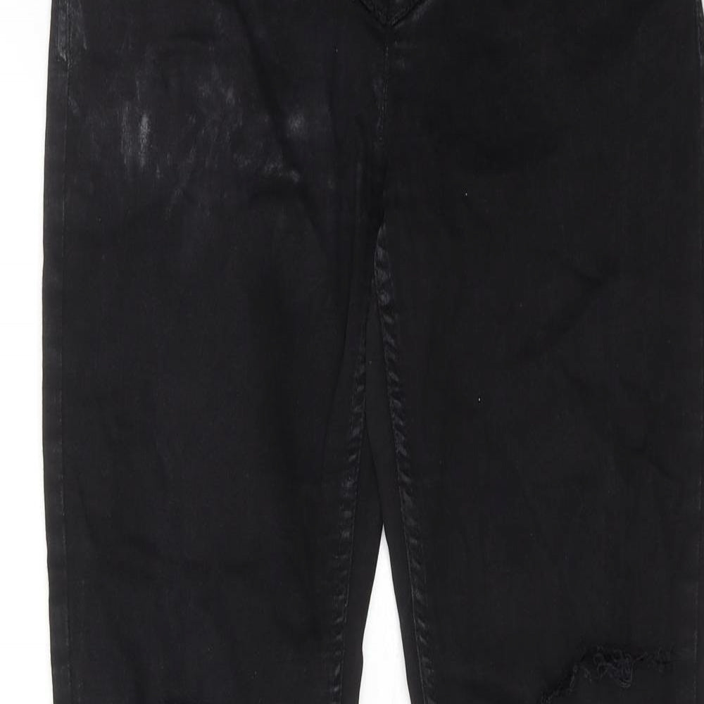 RESERVED Womens Black Cotton Skinny Jeans Size 12 Regular Lace Up - Lace Up Front