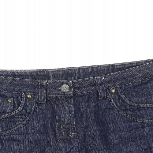 Dorothy Perkins Womens Blue Cotton Mini Skirt Size 12 Zip