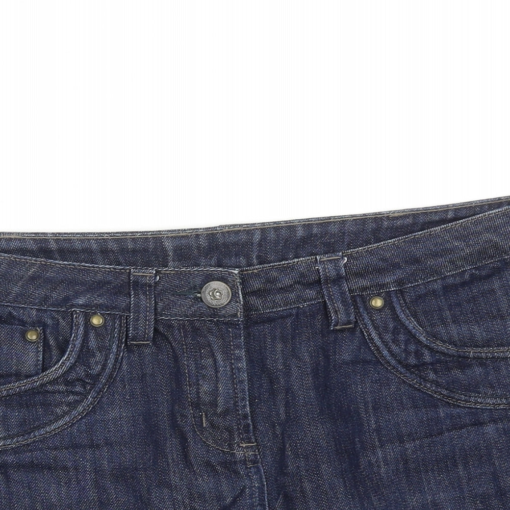 Dorothy Perkins Womens Blue Cotton Mini Skirt Size 12 Zip