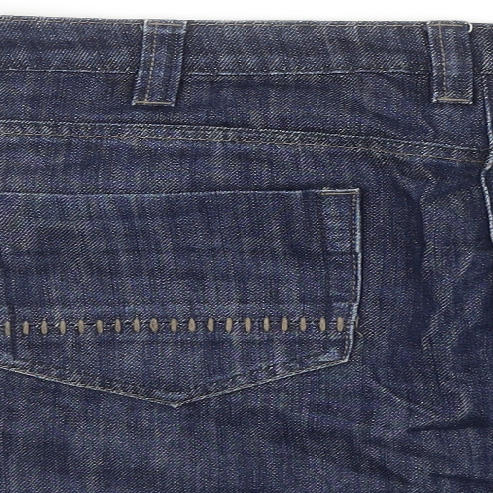 Dorothy Perkins Womens Blue Cotton Mini Skirt Size 12 Zip