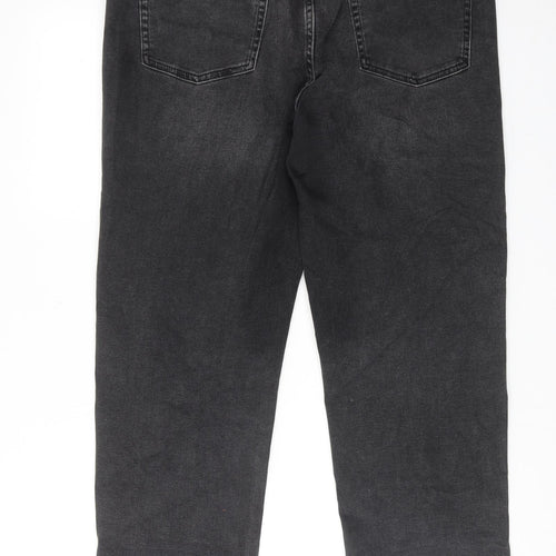 Marks and Spencer Womens Grey Cotton Straight Jeans Size 16 Regular Zip