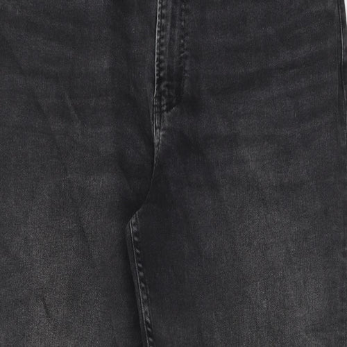 Marks and Spencer Womens Grey Cotton Straight Jeans Size 16 Regular Zip