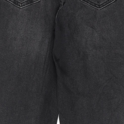 Marks and Spencer Womens Grey Cotton Straight Jeans Size 16 Regular Zip