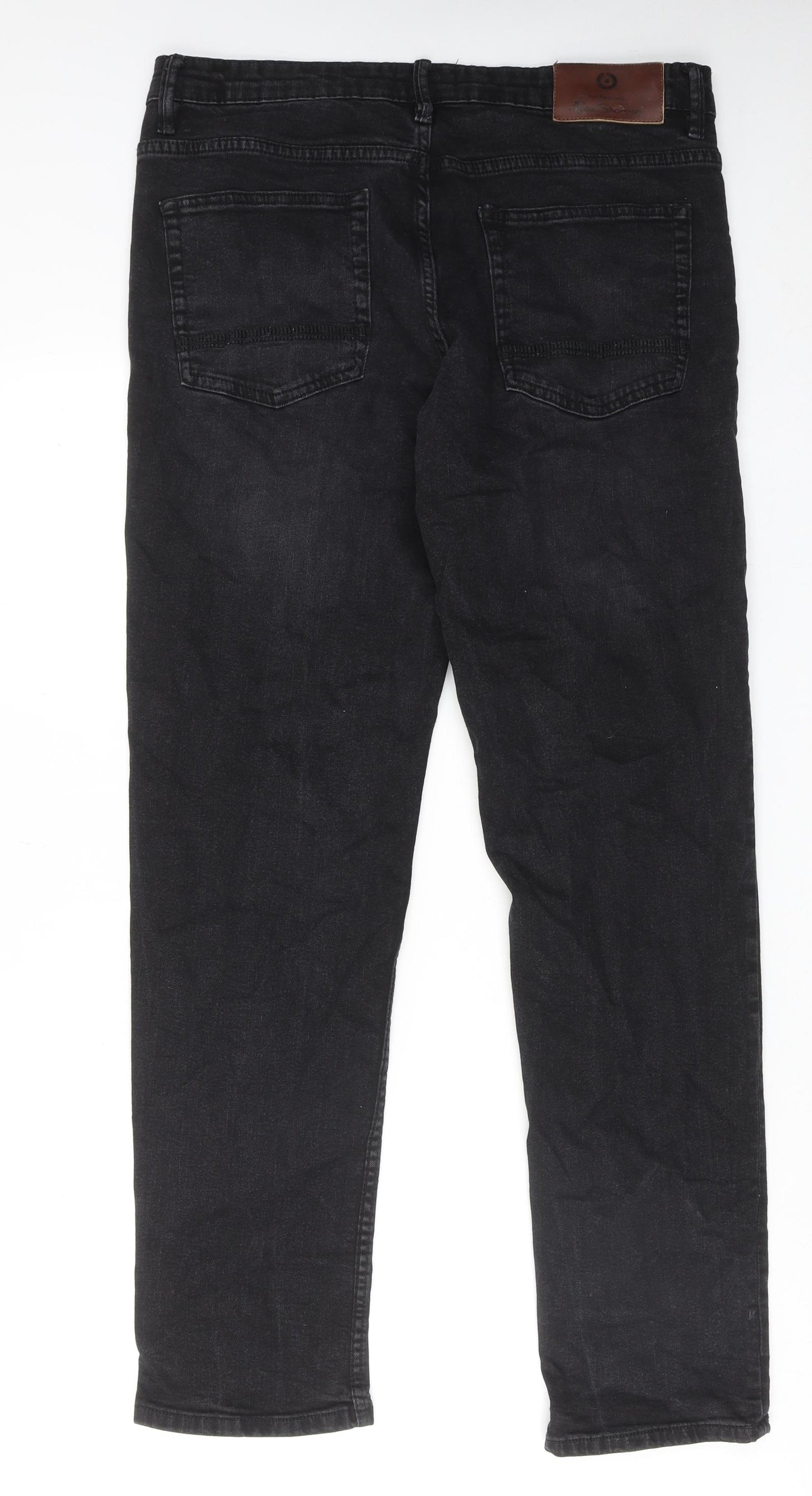 Ben Sherman Mens Black Cotton Straight Jeans Size 36 in Slim Zip