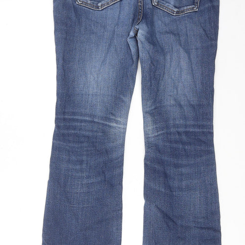 Marks and Spencer Womens Blue Cotton Bootcut Jeans Size 12 Regular Zip