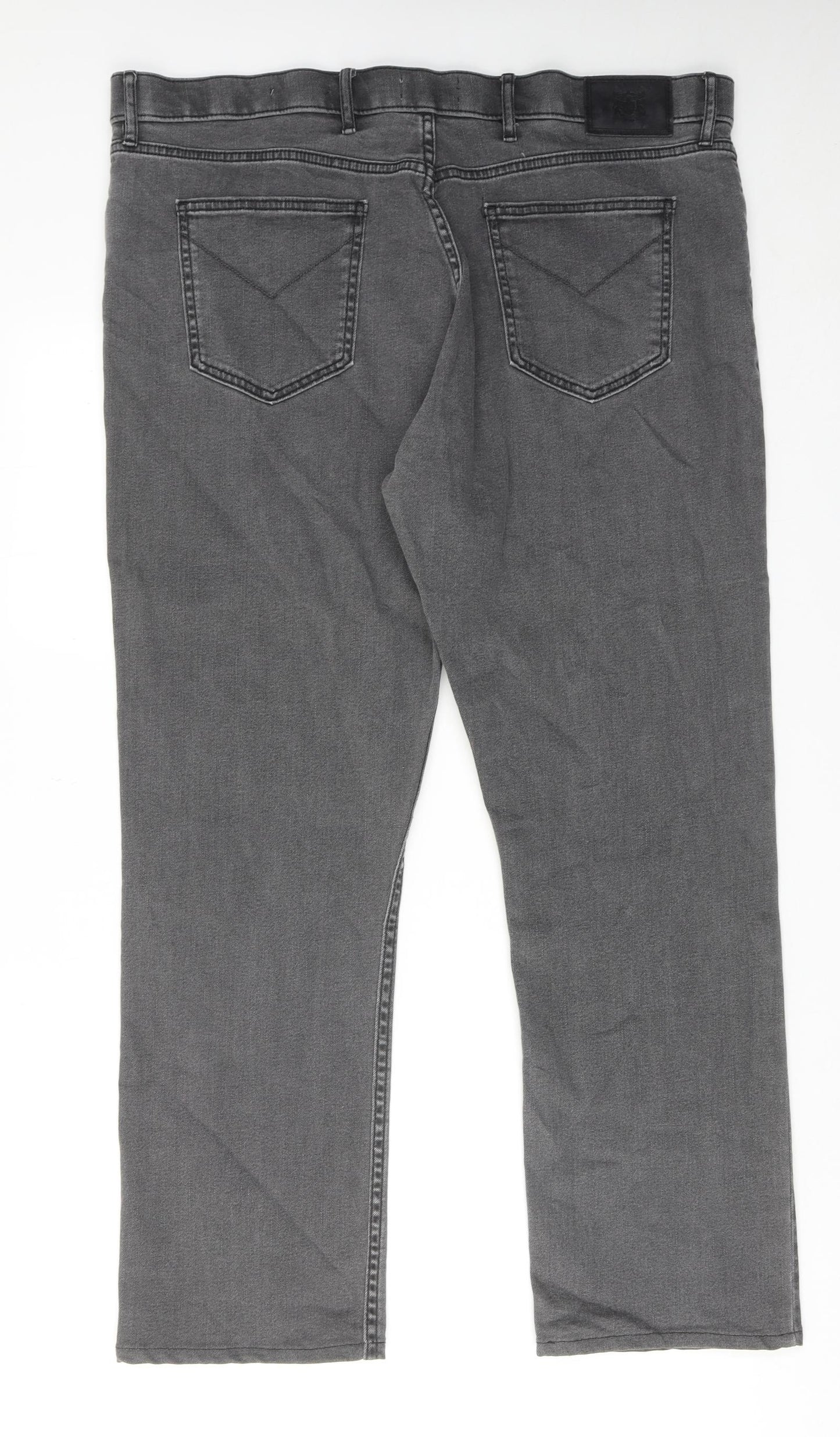 Marks and Spencer Mens Grey Cotton Straight Jeans Size 40 in L31 in Regular Zip