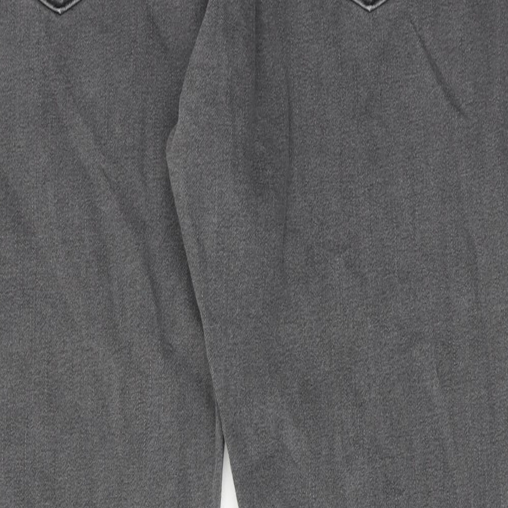 Marks and Spencer Mens Grey Cotton Straight Jeans Size 40 in L31 in Regular Zip