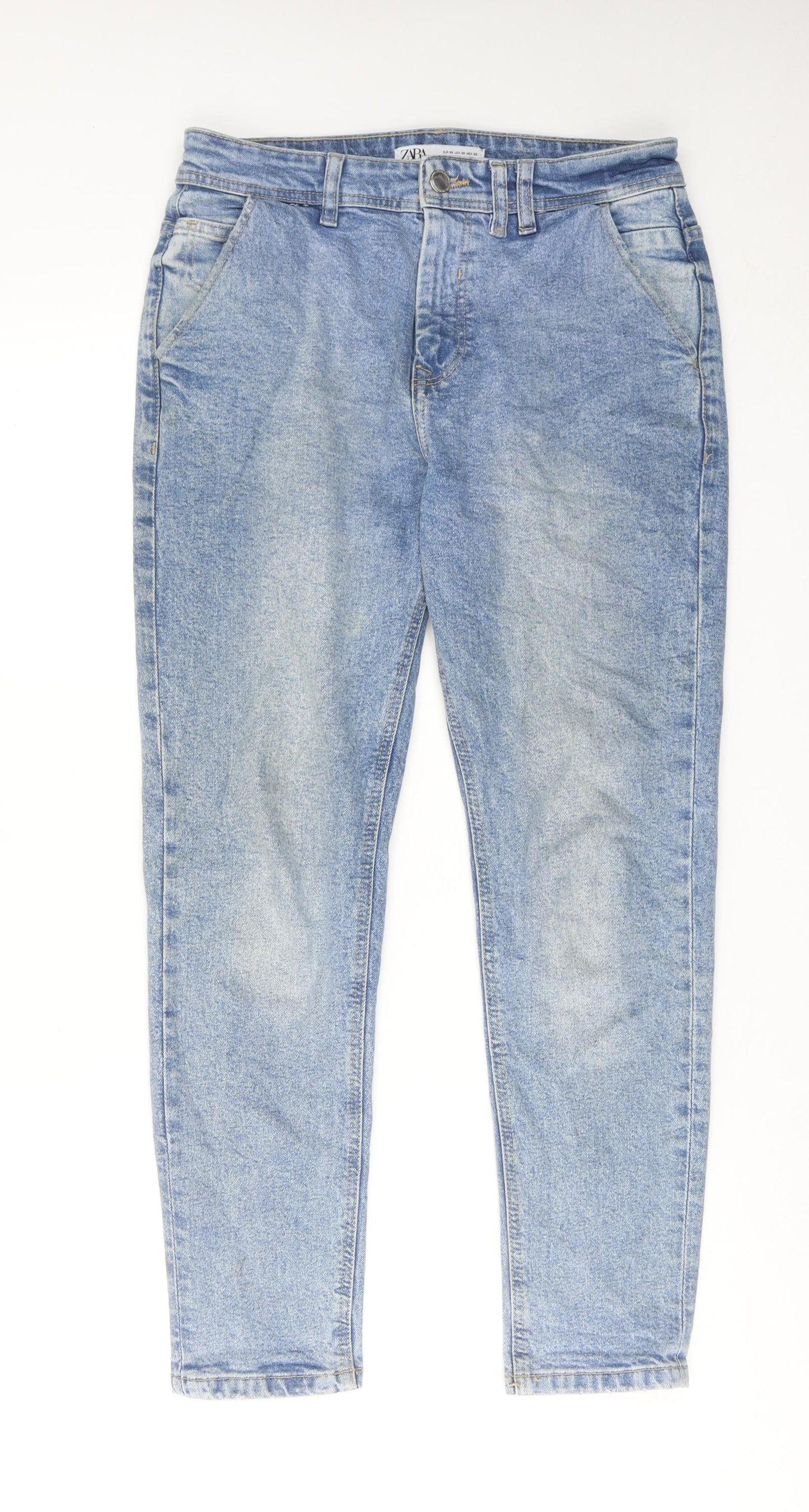 Zara Womens Blue Cotton Skinny Jeans Size 10 Regular Zip