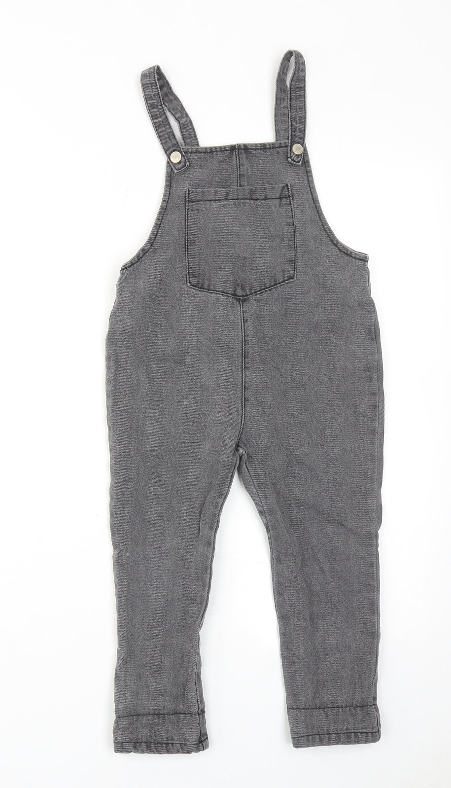 Zara Girls Grey Cotton Dungaree One-Piece Size 3-4 Years Button