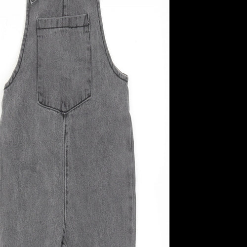 Zara Girls Grey Cotton Dungaree One-Piece Size 3-4 Years Button
