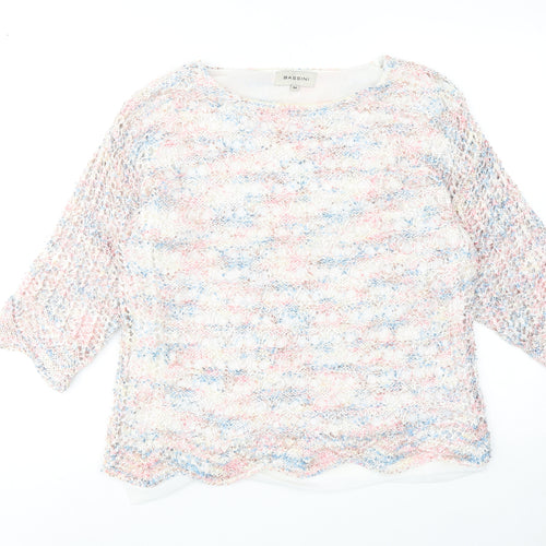 BASSINI Womens Multicoloured Round Neck Polyester Pullover Jumper Size M
