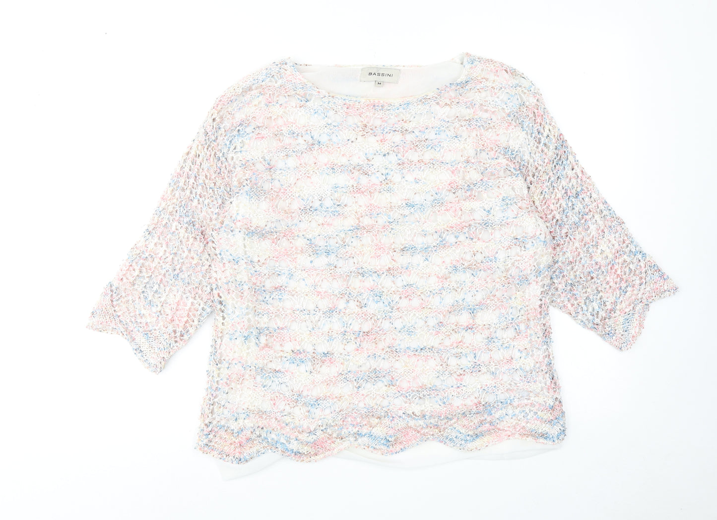 BASSINI Womens Multicoloured Round Neck Polyester Pullover Jumper Size M