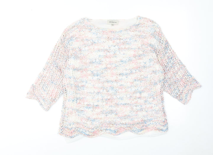 BASSINI Womens Multicoloured Round Neck Polyester Pullover Jumper Size M