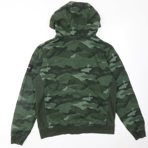 Crosshatch Mens Green Camouflage Cotton Full Zip Hoodie Size XL