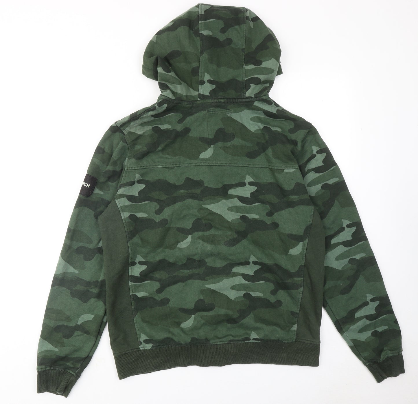 Crosshatch Mens Green Camouflage Cotton Full Zip Hoodie Size XL