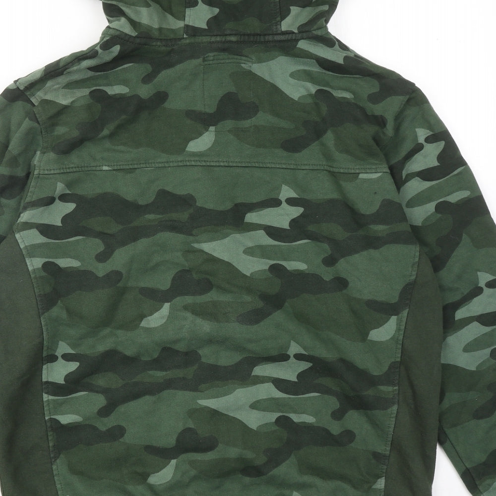 Crosshatch Mens Green Camouflage Cotton Full Zip Hoodie Size XL