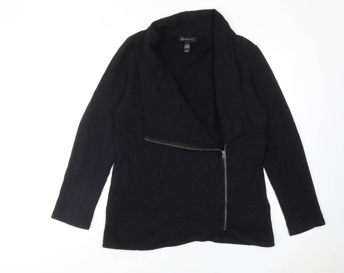 I.N.C Womens Black Cotton Jacket Size XL Zip